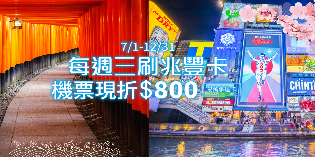機票狂歡日 兆豐卡加碼折$800
